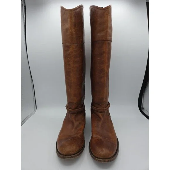 Frye Melissa Seam Riding Boot Cognac Leather Size 10 B 3475445 Riding Boot - Picture 3 of 8